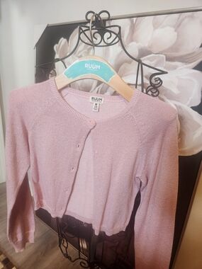 Girls - RUUM Light Pink Knit Sparkly Cardigan